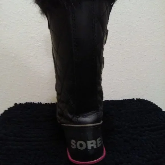 Sorel Black Winter Faux Fur Side Twist Lace-up Boots Size 7 - Picture 8 of 12